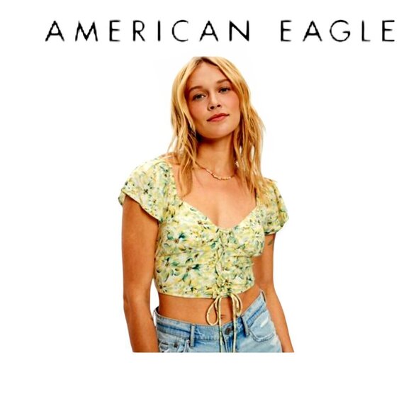American Eagle XXL Yellow Corset Blouse NWT - Picture 1 of 6